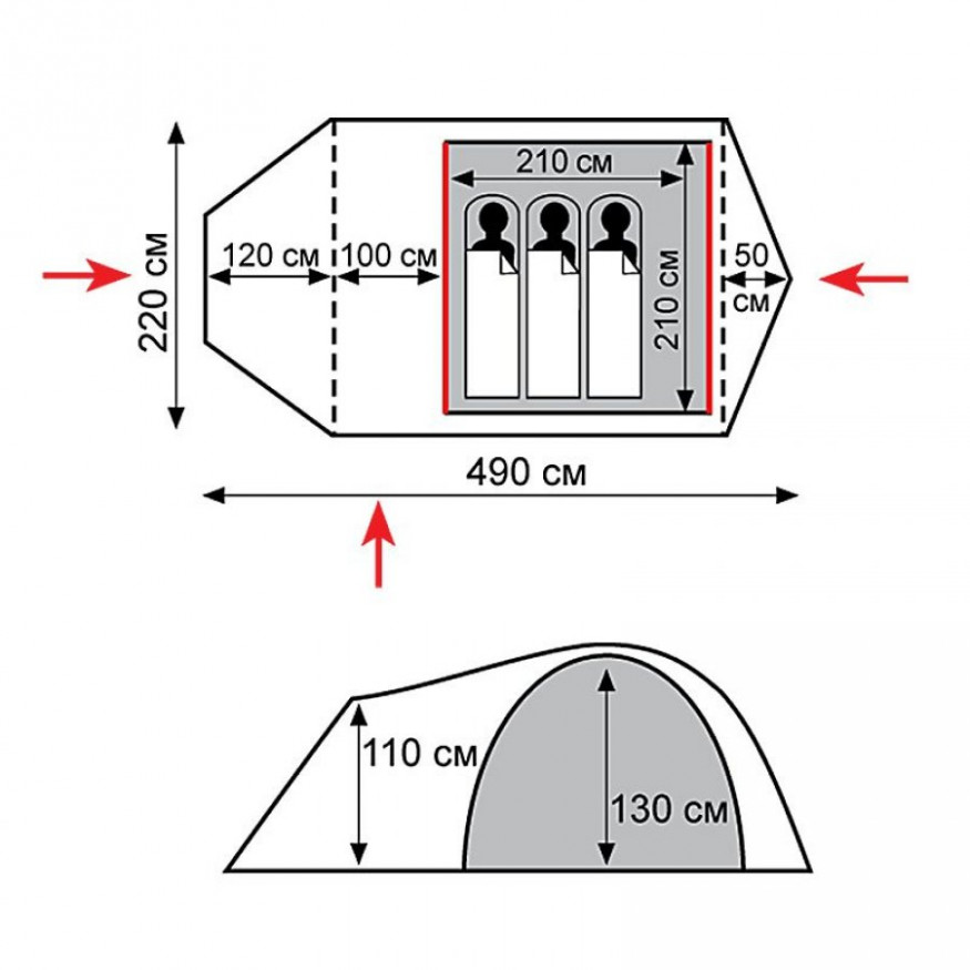Палатка Tramp Cave 3 v2, серый