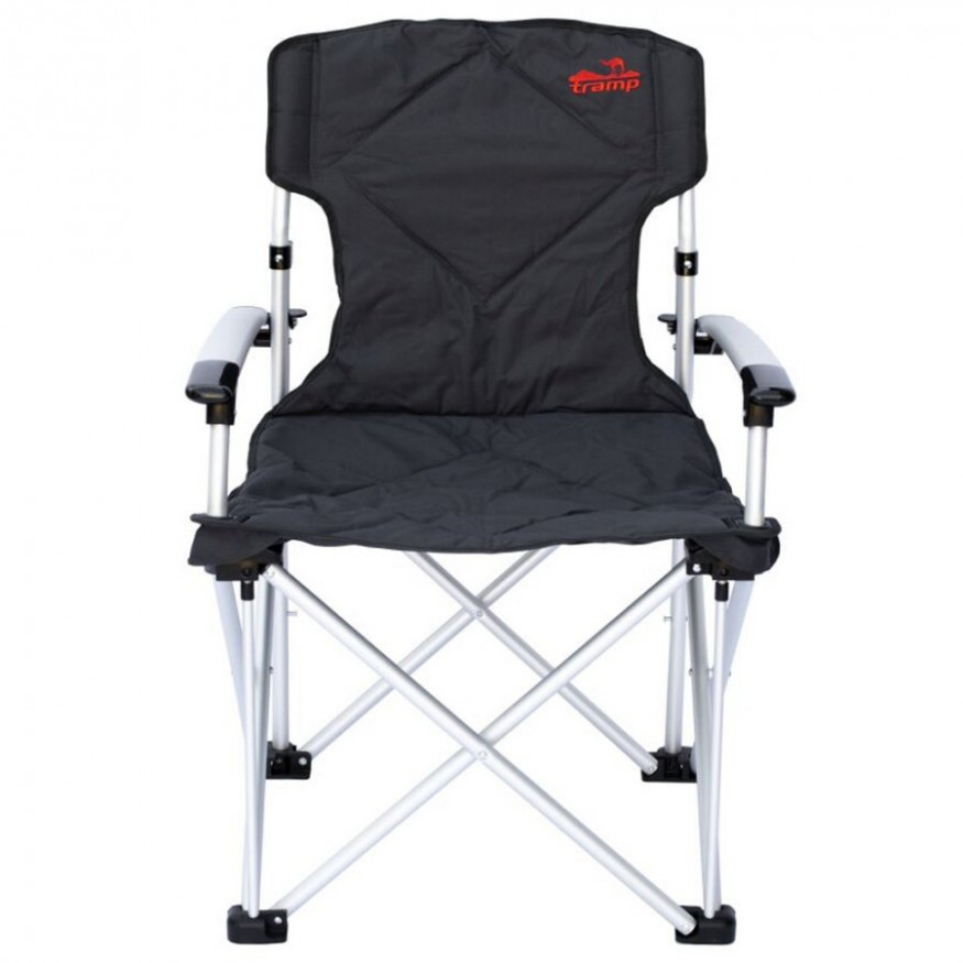 Tramp кресло раскладное с жесткими подлокотниками (черный/серый)